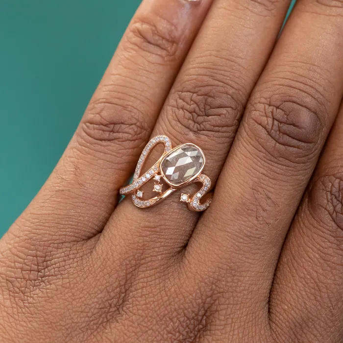 Rings Discovery Gems Funky Rustic Diamond Ring in 18k Rose Gold