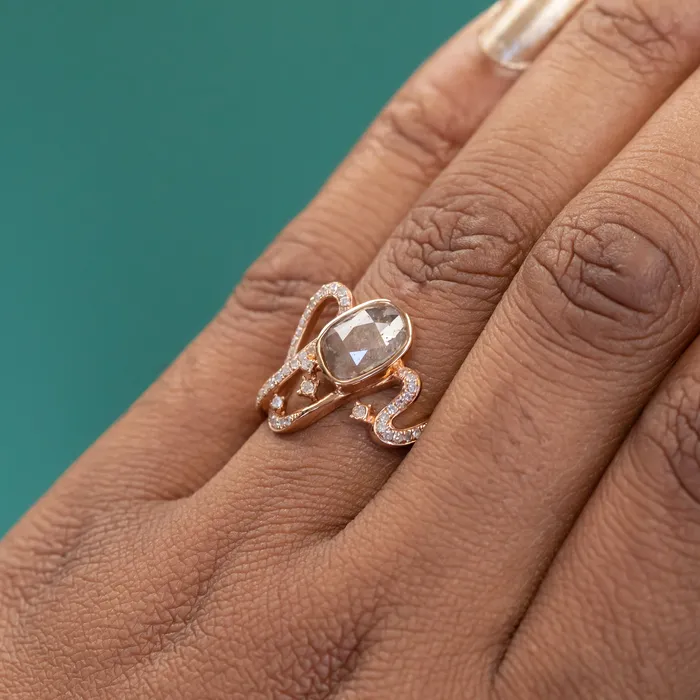 Rings Discovery Gems Funky Rustic Diamond Ring in 18k Rose Gold