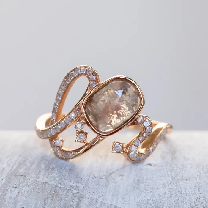 Rings Discovery Gems Funky Rustic Diamond Ring in 18k Rose Gold