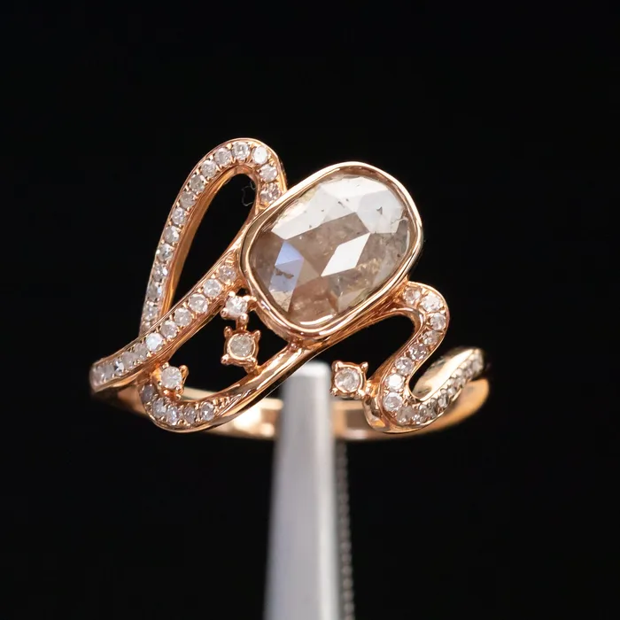 Rings Discovery Gems Funky Rustic Diamond Ring in 18k Rose Gold