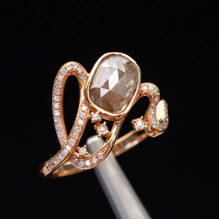Rings Discovery Gems Funky Rustic Diamond Ring in 18k Rose Gold
