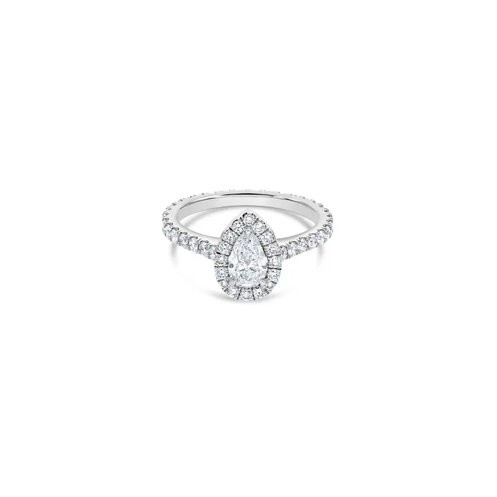 Rings IF Co Elle Halo Engagement Ring GIA Pear 050ct