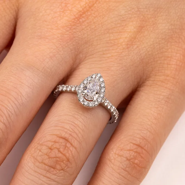 Rings IF Co Elle Halo Engagement Ring GIA Pear 050ct Rings IF Co Elle Halo Engagement Ring GIA Pear 050ct