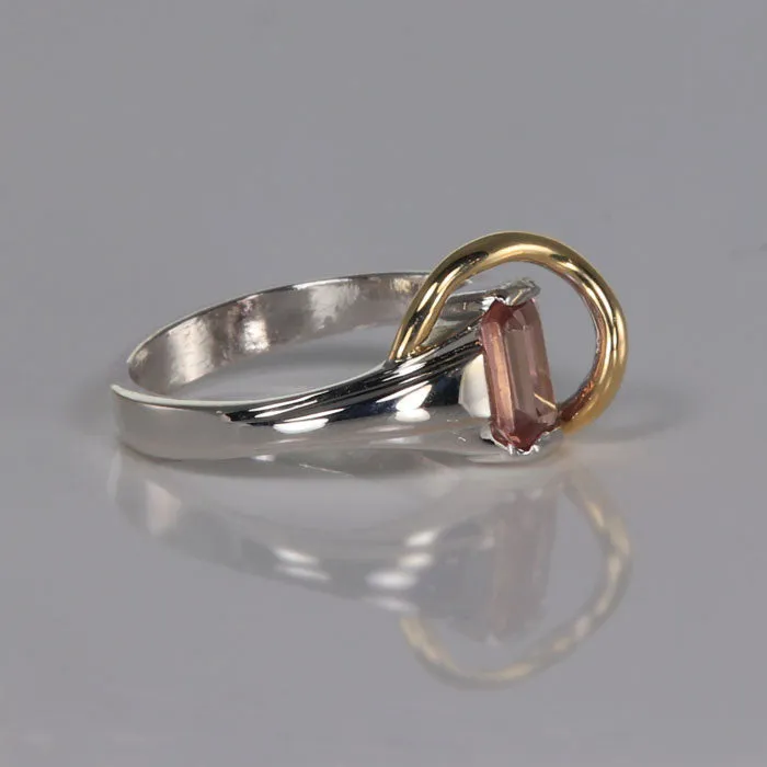 Rings Moriartys Gem Art 14K White and Yellow Gold Pink Tourmaline and Diamond Ring