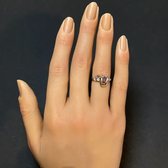 Rings Moriartys Gem Art 14K White and Yellow Gold Pink Tourmaline and Diamond Ring
