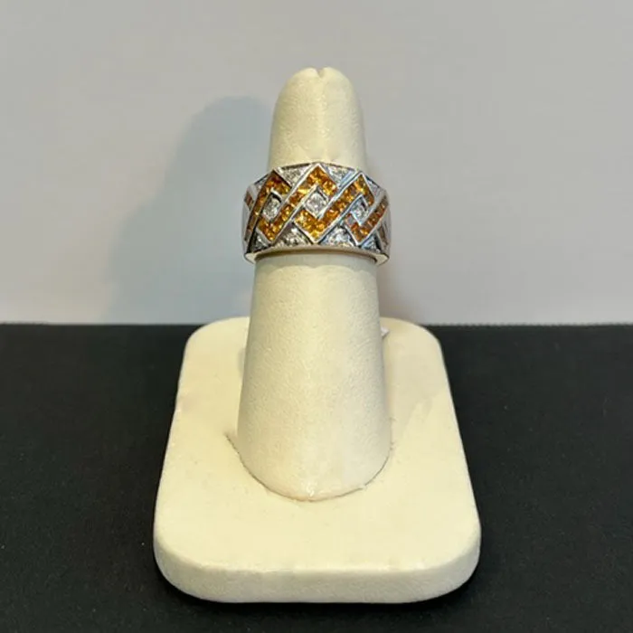 Rings Moriartys Gem Art 18K White Gold Golden Yellow Natural Sapphire and Diamond Ring Rings Moriartys Gem Art 18K White Gold Golden Yellow Natural Sapphire and Diamond Ring