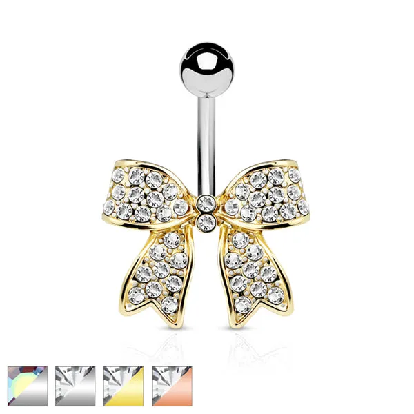 Rings Tulsa Body Jewelry CZ Bow Belly Ring