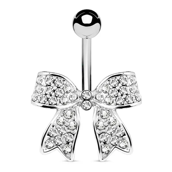 Rings Tulsa Body Jewelry CZ Bow Belly Ring Rings Tulsa Body Jewelry CZ Bow Belly Ring