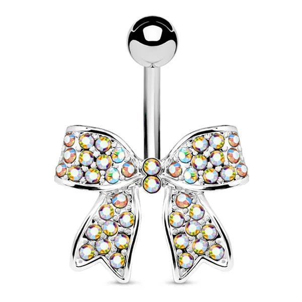 Rings Tulsa Body Jewelry CZ Bow Belly Ring Rings Tulsa Body Jewelry CZ Bow Belly Ring
