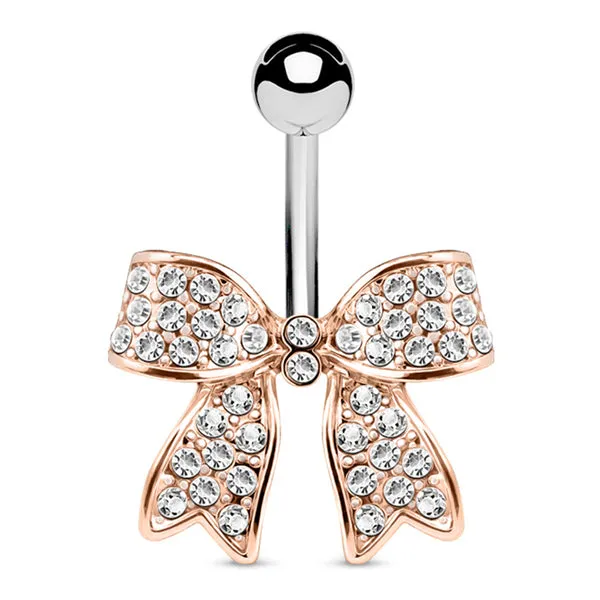 Rings Tulsa Body Jewelry CZ Bow Belly Ring Rings Tulsa Body Jewelry CZ Bow Belly Ring