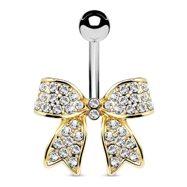 Rings Tulsa Body Jewelry CZ Bow Belly Ring Rings Tulsa Body Jewelry CZ Bow Belly Ring