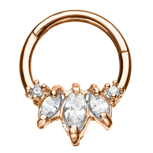 Rings Tulsa Body Jewelry CZ Princess Rose Gold Hinged Segment Ring