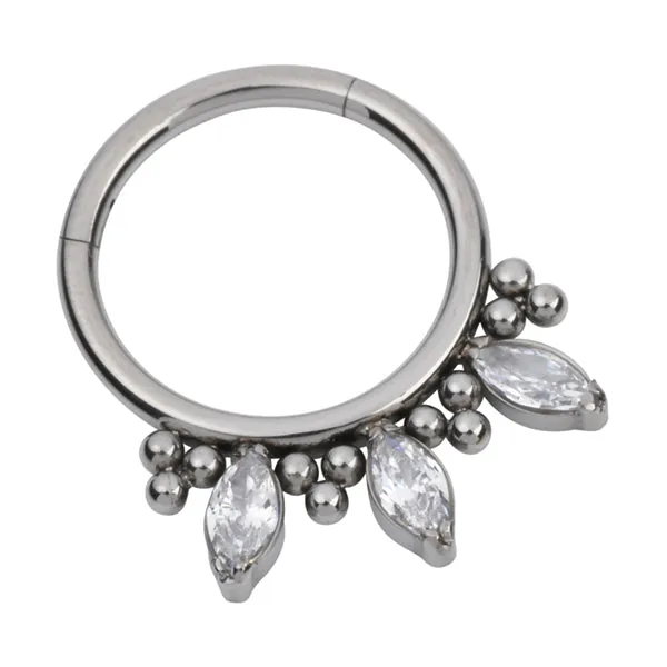 Rings Tulsa Body Jewelry Marquise Beaded Titanium Hinged Ring