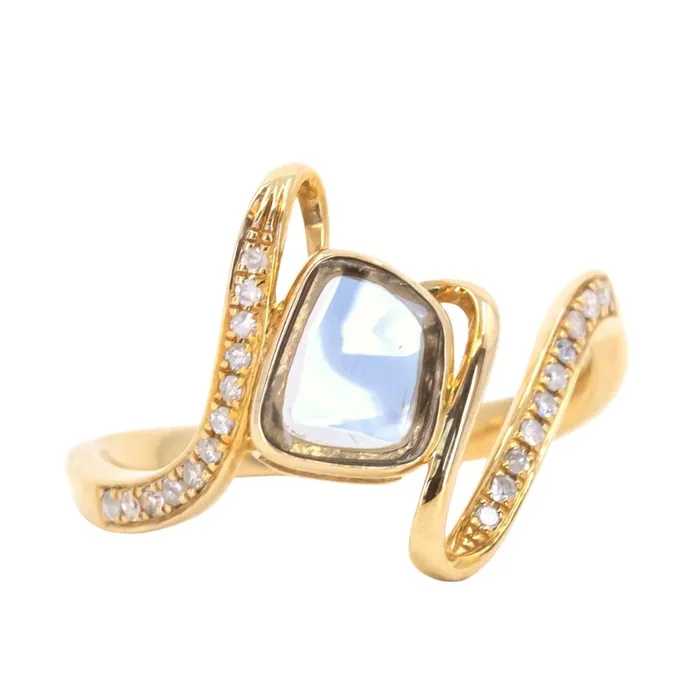 Rustic Diamond Slice Ring in 18k Yellow Gold Discovery Gems Rings