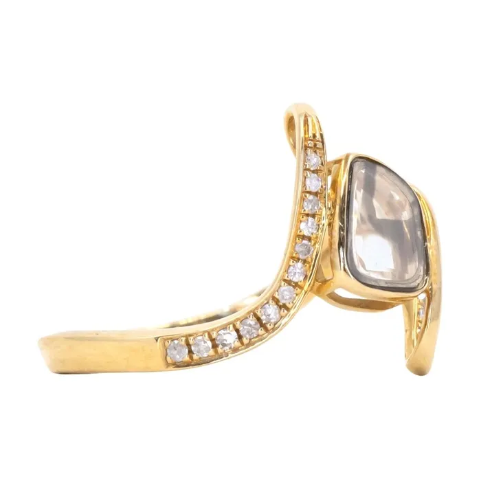 Rustic Diamond Slice Ring in 18k Yellow Gold Discovery Gems Rings