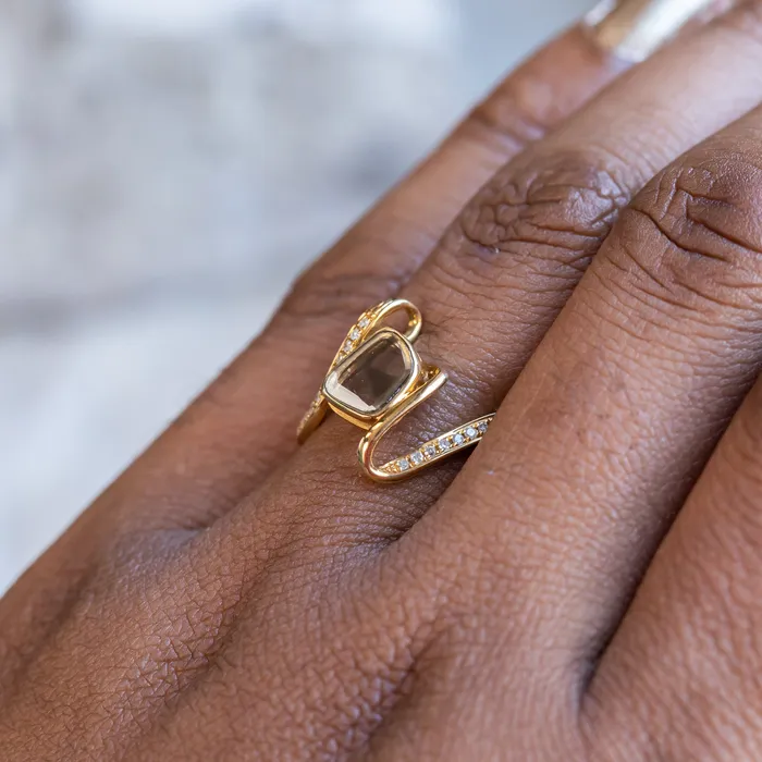 Rustic Diamond Slice Ring in 18k Yellow Gold Discovery Gems Rings