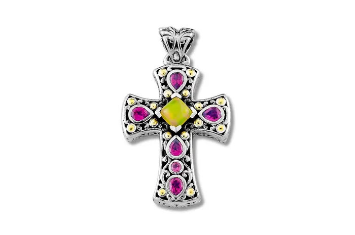 Samuel B Necklaces Balala Cross Pendant Opal