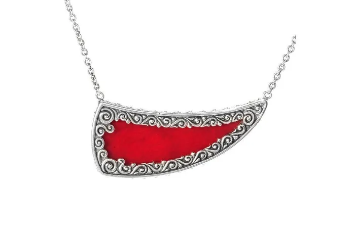 Samuel B Necklaces Crescent Moon Pendant Coral