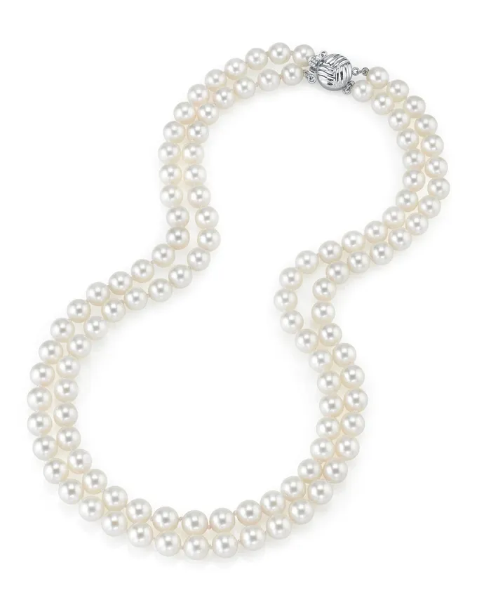 SPT Necklaces 6570mm White Freshwater Pearl Double Strand Necklace for Men
