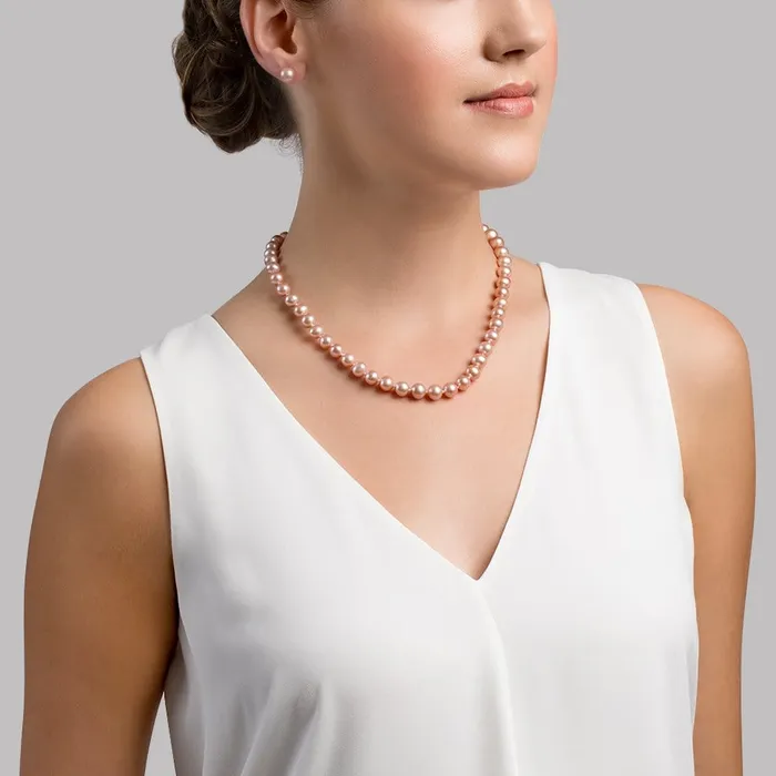 SPT Necklaces 8085mm Pink Freshwater Pearl Necklace AAA Quality