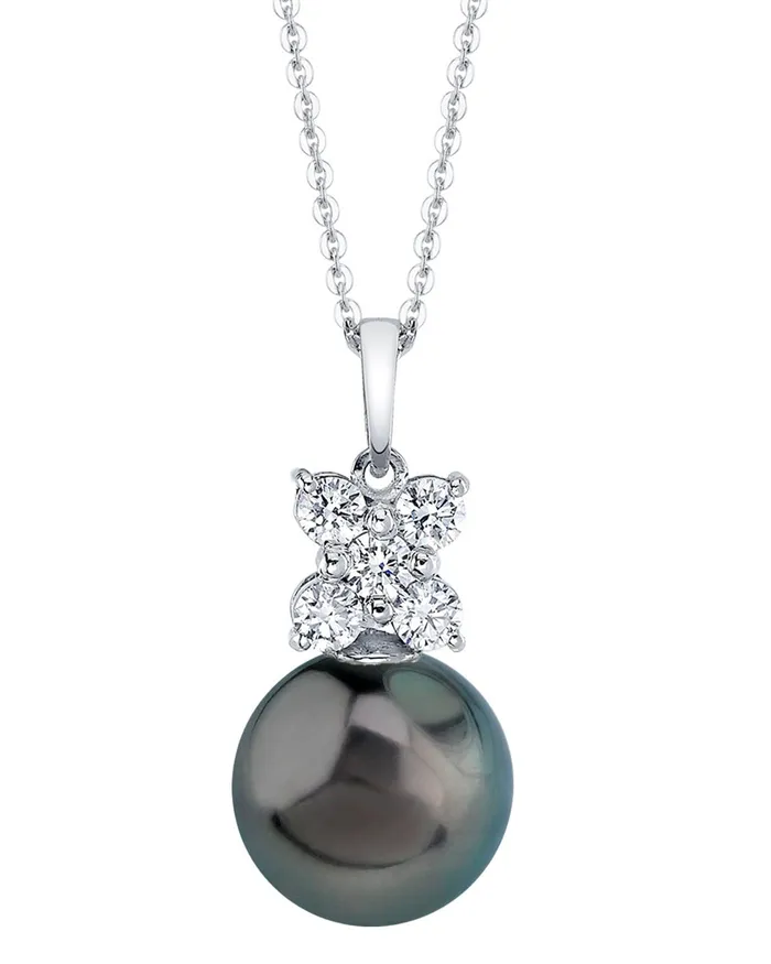 SPT Necklaces Tahitian South Sea Pearl Diamond Dahlia Pendant
