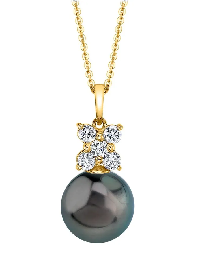 SPT Necklaces Tahitian South Sea Pearl Diamond Dahlia Pendant