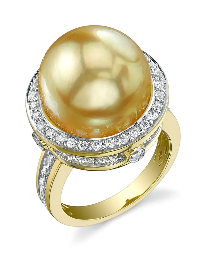 SPT Rings Golden South Sea Pearl Diamond Nyx Ring
