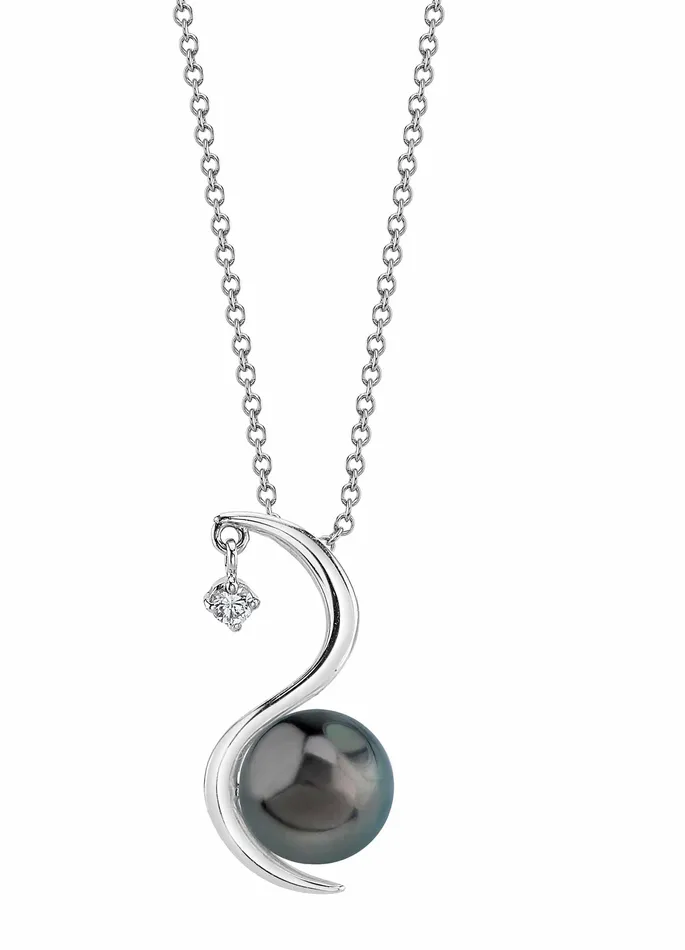 Tahitian South Sea Pearl Diamond Ellis Pendant SPT Necklaces