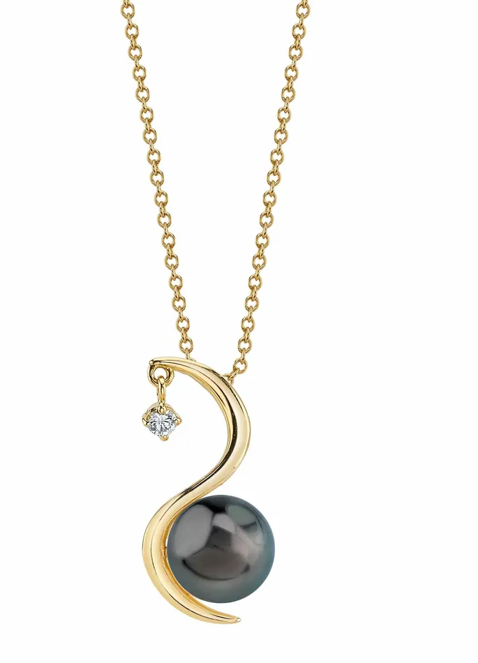 Tahitian South Sea Pearl Diamond Ellis Pendant SPT Necklaces