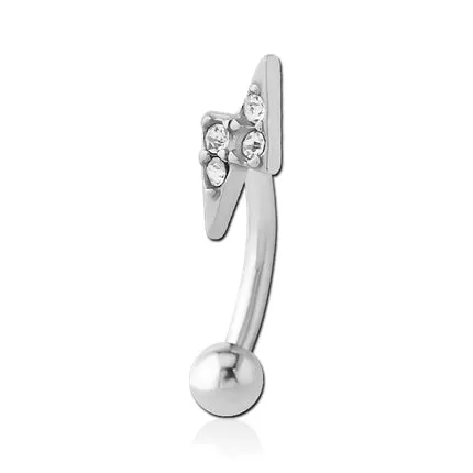 Tulsa Body Jewelry Bracelets Lightning CZ Stainless Eyebrow Barbell