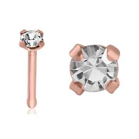 Tulsa Body Jewelry Earrings Prong CZ Rose Gold Nose Bone