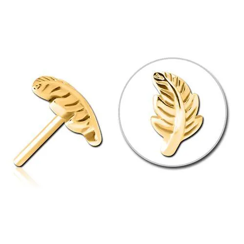 Tulsa Body Jewelry Feather Gold Threadless End PreStyled Sets