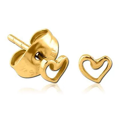 Tulsa Body Jewelry Heart Outline Gold Stud Earrings Earrings