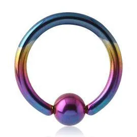 Tulsa Body Jewelry Rings 18g Rainbow Titanium Captive Bead Ring