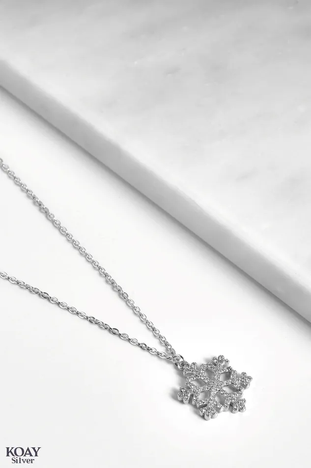 Zircon Snowflake Necklace KOAY Silver Store Necklaces