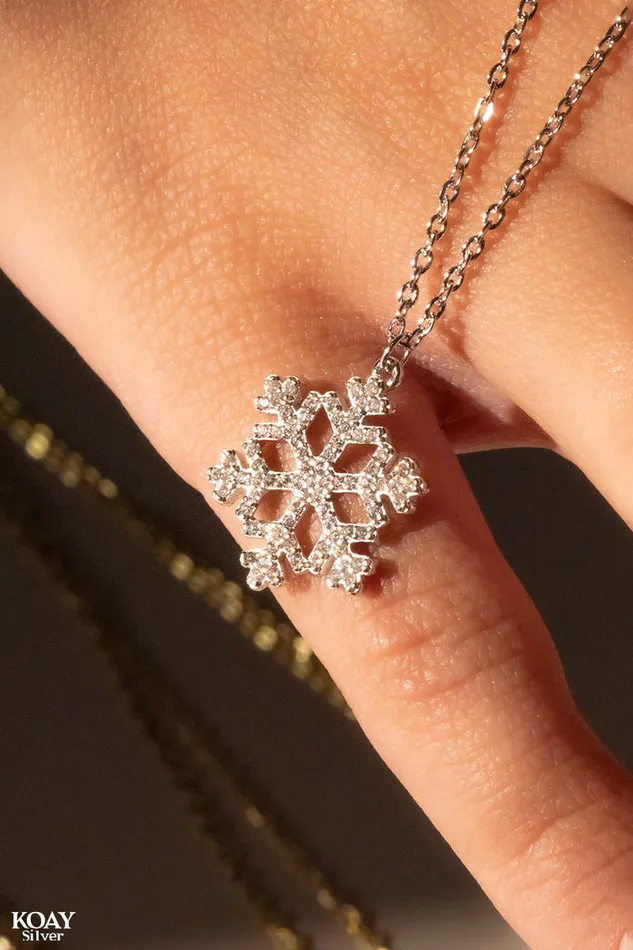 Zircon Snowflake Necklace KOAY Silver Store Necklaces Zircon Snowflake Necklace KOAY Silver Store Necklaces