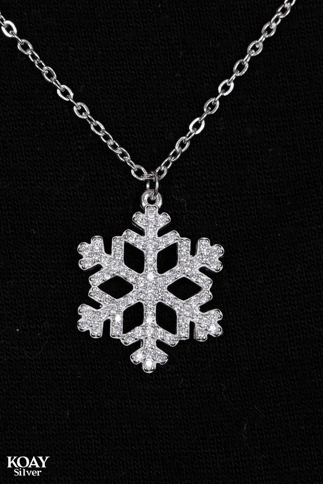 Zircon Snowflake Necklace KOAY Silver Store Necklaces Zircon Snowflake Necklace KOAY Silver Store Necklaces