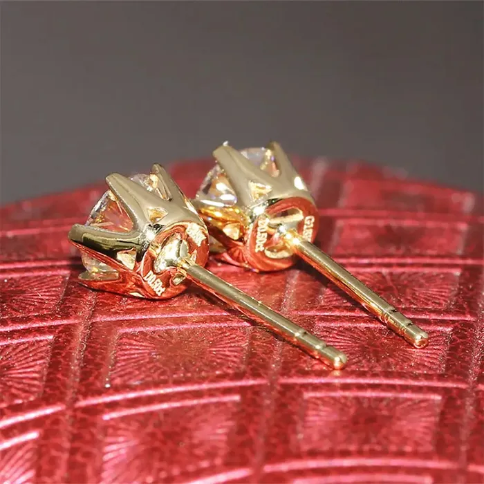 14k Yellow Gold Moissanite Stud Earrings Round 1ctw Luxus Moissanite Rings Jewelry Earrings