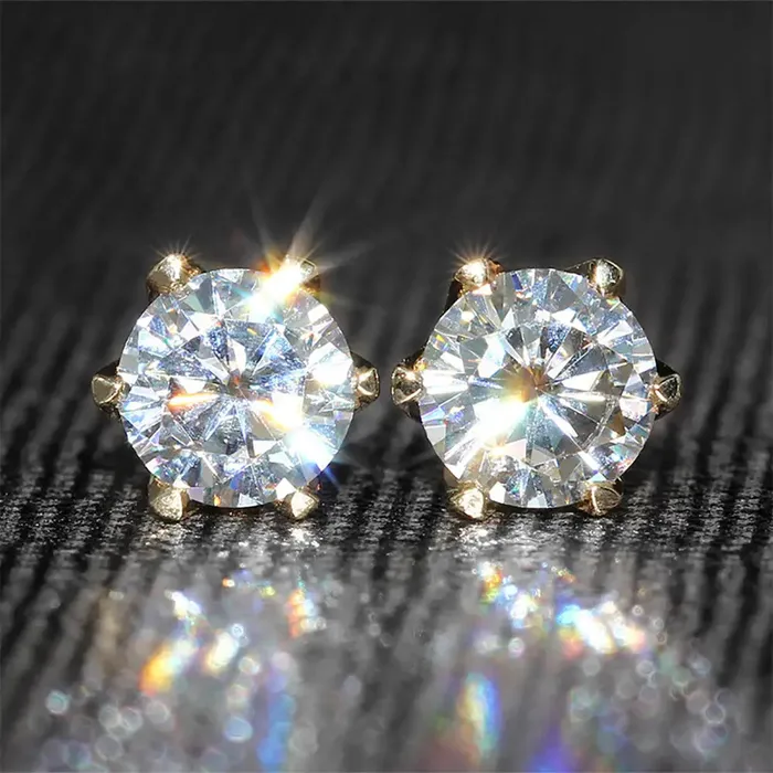 14k Yellow Gold Moissanite Stud Earrings Round 1ctw Luxus Moissanite Rings Jewelry Earrings