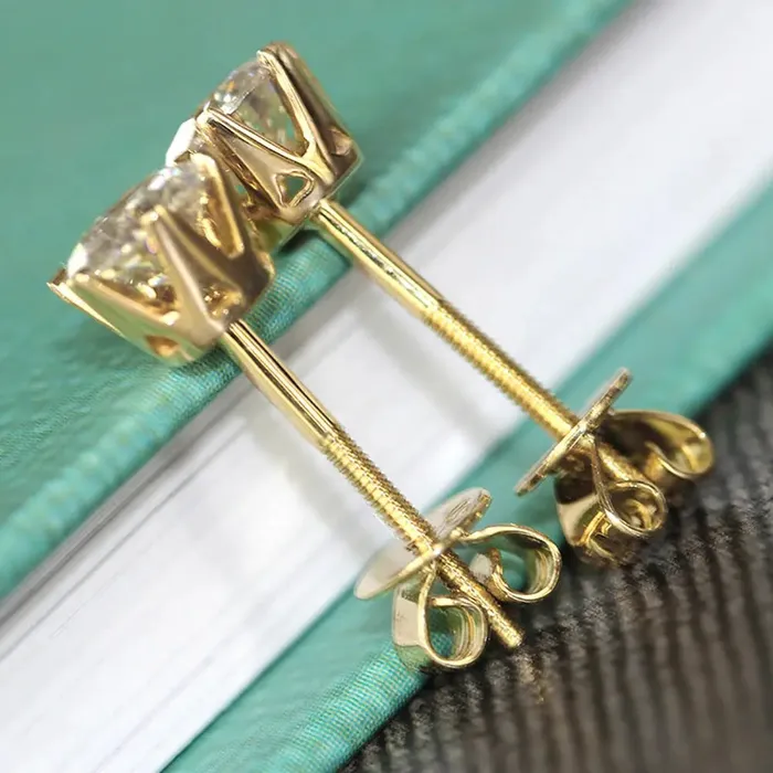 14k Yellow Gold Moissanite Stud Earrings Round 1ctw Luxus Moissanite Rings Jewelry Earrings