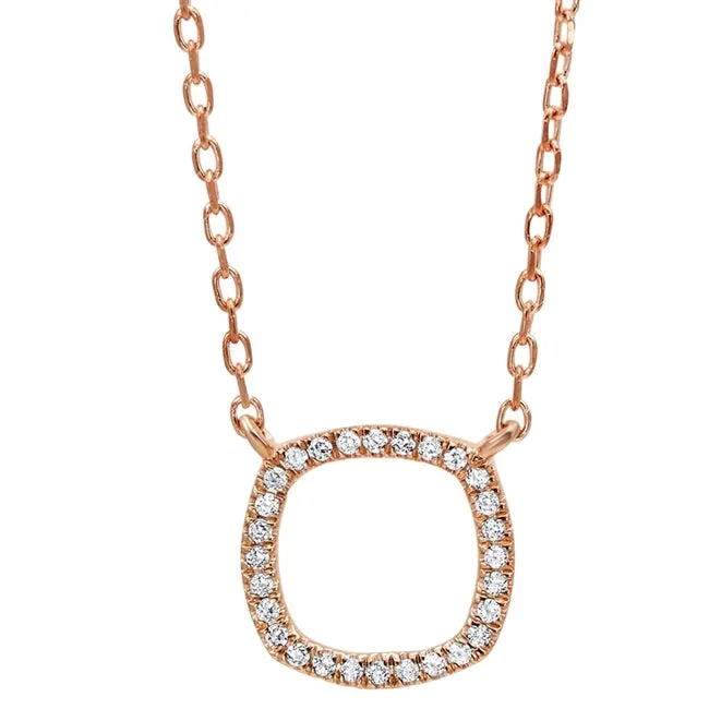14kt Rose Gold Square Shaped Diamond Pendant Gems One Necklaces