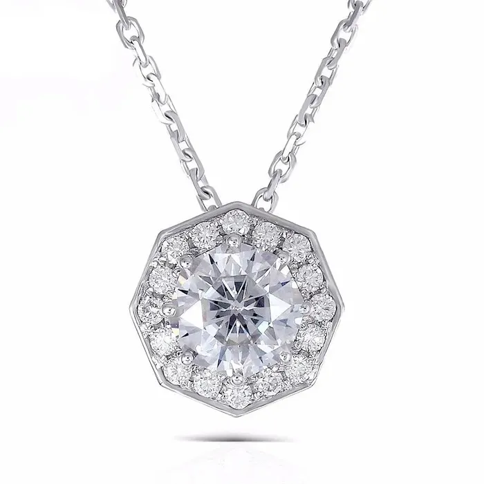 18k White Gold Necklace Moissanite 1ct Center Octagon Stone Luxus Moissanite Rings Jewelry Necklaces 18k White Gold Necklace Moissanite 1ct Center Octagon Stone Luxus Moissanite Rings Jewelry Necklaces