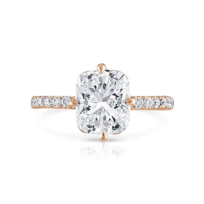 201ct Cushion Cut Pave Compass Setting Engagement Ring SG Bridal Rings