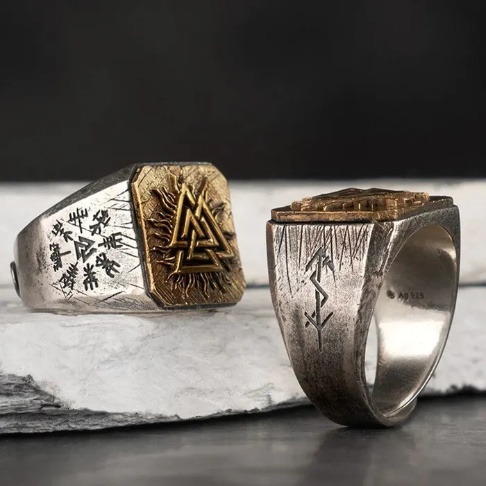 AE Rings Sterling Silver Valknut Viking Ring