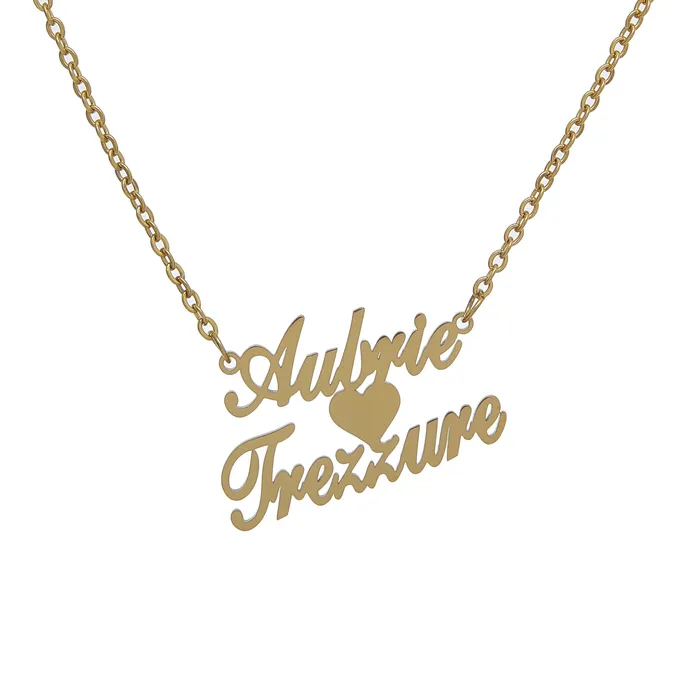 aiobo Necklaces MultiName Heart Nameplate