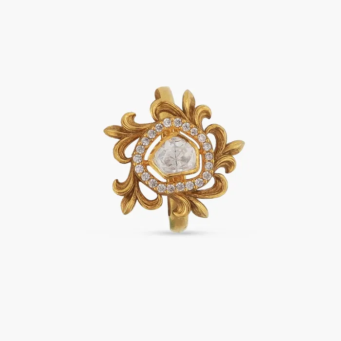 Baroque Floral Moissanite Silver Ring SILVER Rings