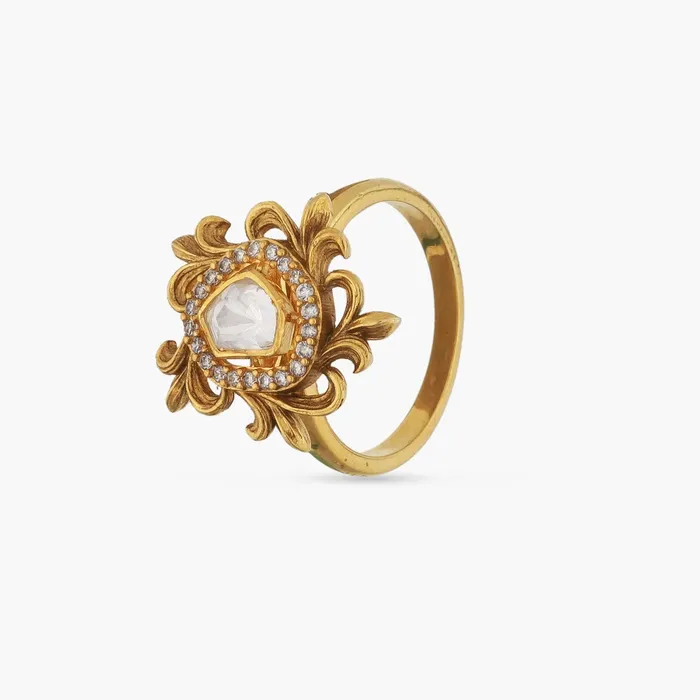 Baroque Floral Moissanite Silver Ring SILVER Rings