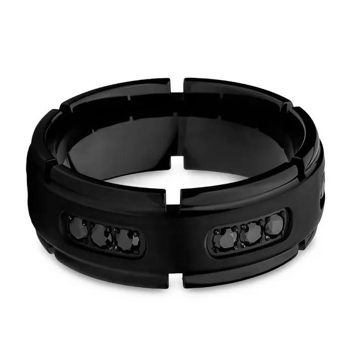 Black Titanium Wedding Band Mens Wedding Ring Black Titanium Ring 8mm Clean Casting Jewelry Rings