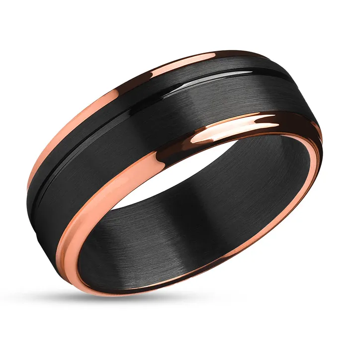 Black Wedding Ring Rose Gold Tungsten Ring Black Tungsten Ring Black Ring Clean Casting Jewelry Rings Black Wedding Ring Rose Gold Tungsten Ring Black Tungsten Ring Black Ring Clean Casting Jewelry Rings