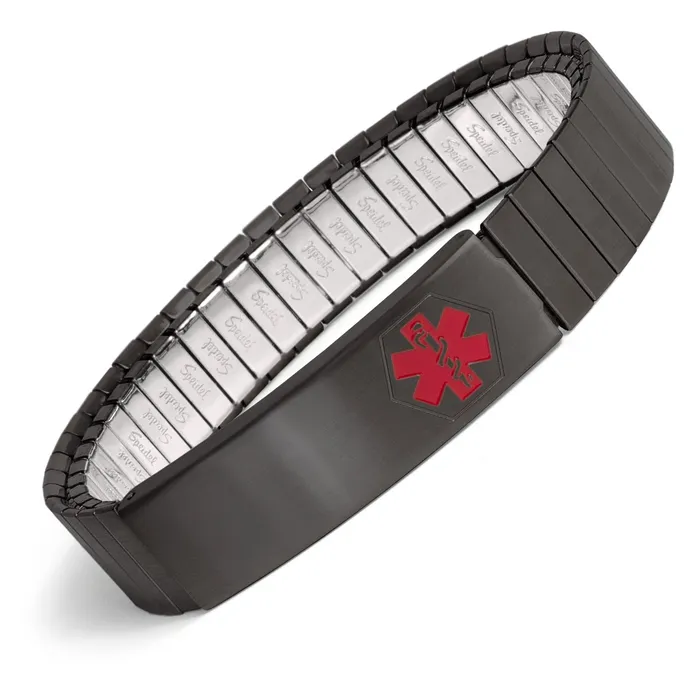Bracelets Stainless Steel Medilog ID Bracelet with Compartment Plaque Expansion Band Speidel